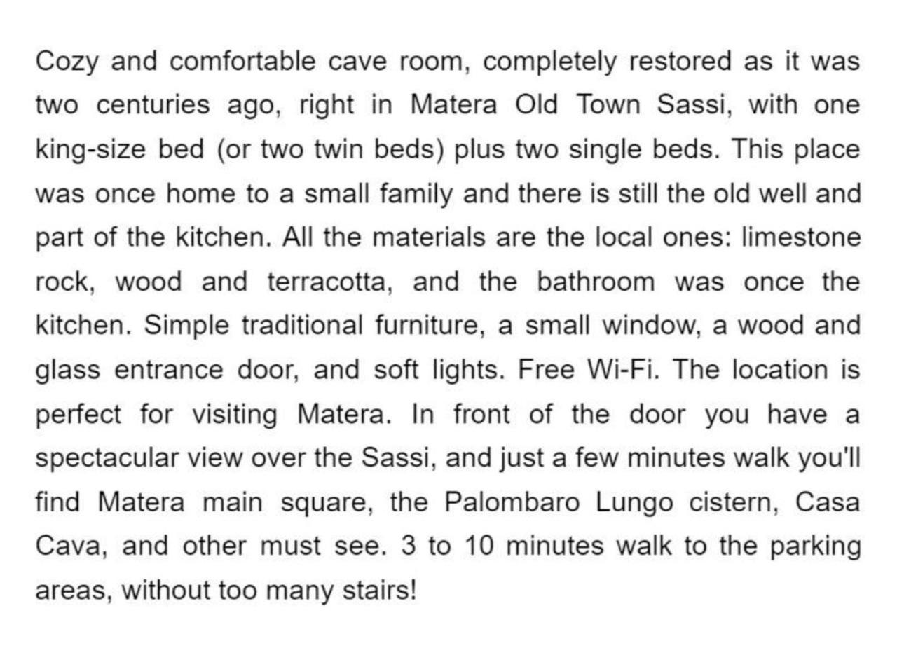 Cave Rooms Sassi Matera Habitación foto